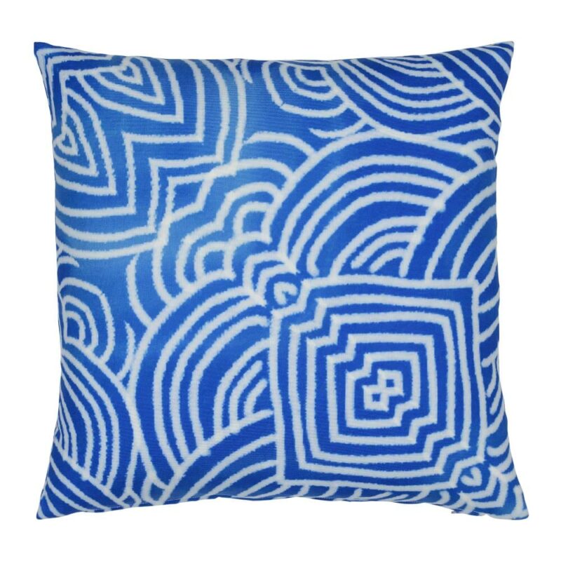 Mykonos Elements Outdoor Cushion Cover - 45cm x 45cm - SC586-45 Front view of Mykonos inspired blue and white outdoor cushion made of UV, water and mould resistant fabric