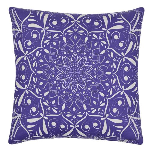 Image of kaleidoscope pattern purple cushion