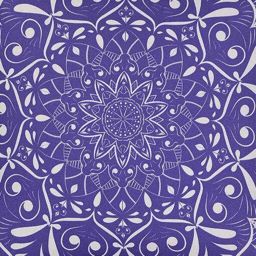 Close up image of 45cm x 45cm purple cushion cover in kaleidoscope pattern
