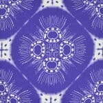 Close up image of purple 45cm x 45cm cushion cover with abstract design