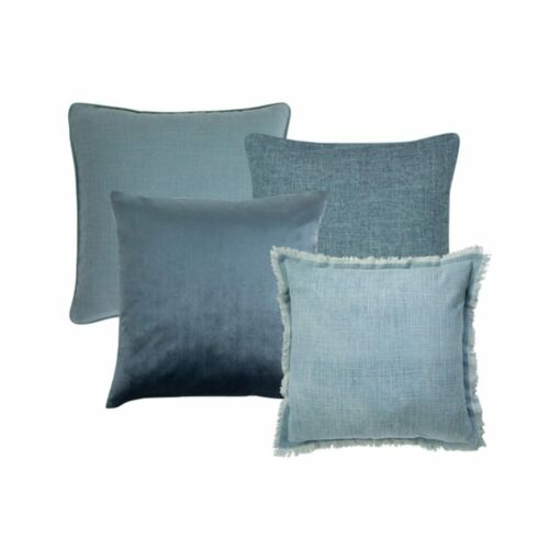 Photo of blue cushion covers in cotton, linen and velvet material