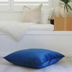 Navy blue-coloured velvet floor cushion cover