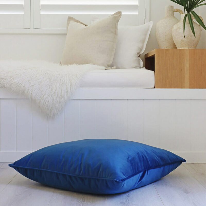Navy Velvet Floor Cushion Cover - 70cm x 70cm - SC431-70 Navy blue-coloured velvet floor cushion cover