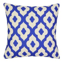 Photo of blue and white mosaic patterned cushion cover