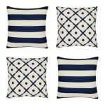 Image of 4 Hamptons inspired cushion covers in navy and white colours