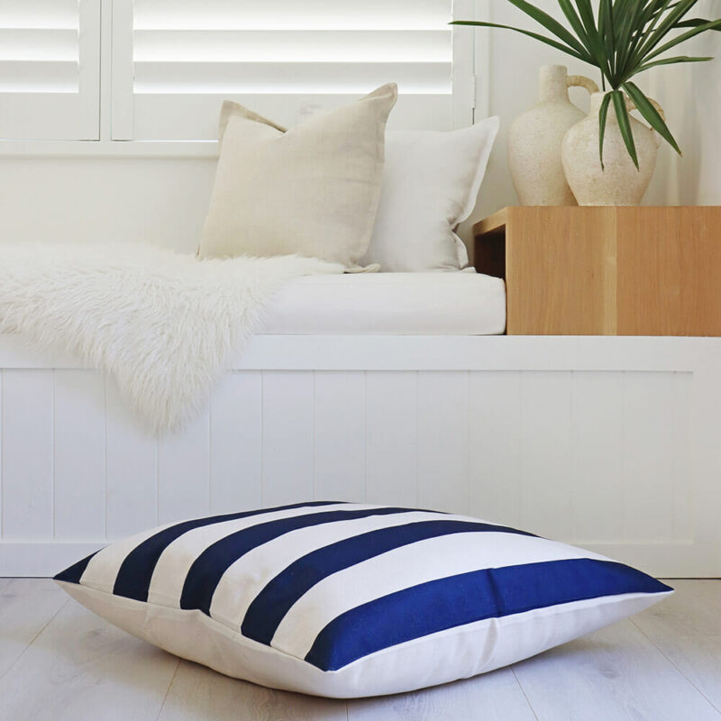 New England Stripe Floor Cushion Cover – 70cm x 70cm - SC623-70 Striped floor cushion cover in blue and white colour