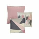 3-piece pink and grey cushion set with triangle prints