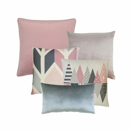 Scandi-inspired cushion set in soft pinks and grey
