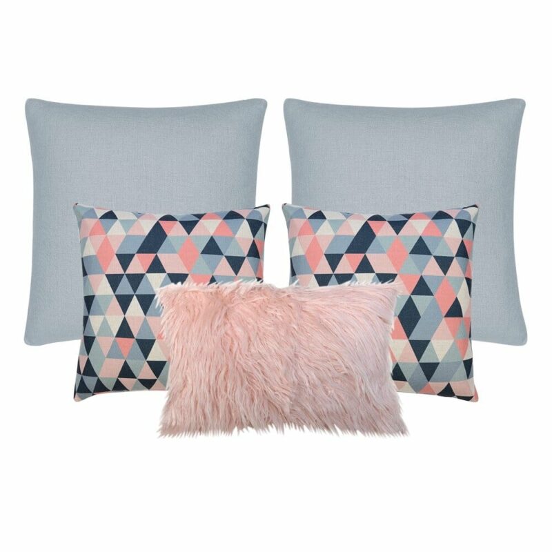 Norse Impressions 5 Cushion Cover Collection - COL860 A set of five cushion covers in silver, pink and blue colours and patterns.