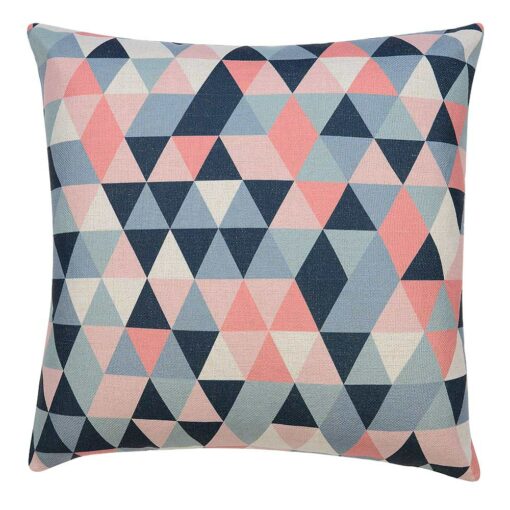 Image of 45cm x 45cm cushion with pink and blue triangles