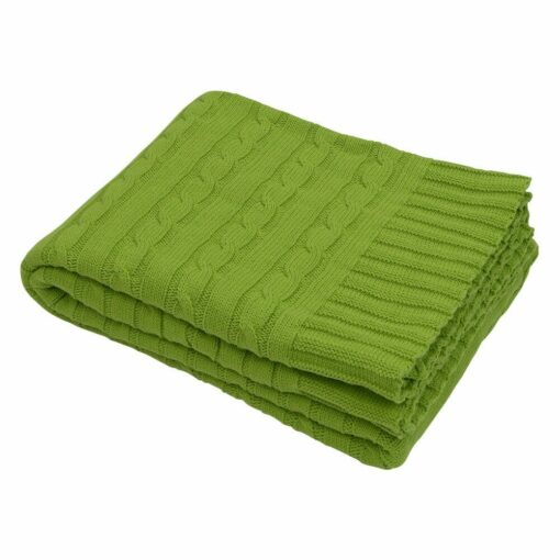 Chic and soft knitted throw in olive colour 150x130