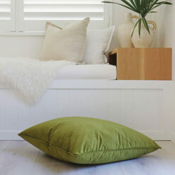 Olive-coloured velvet floor cushion cover