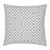 A bold geometric grey print on a water resistant outdoor cushion cover.