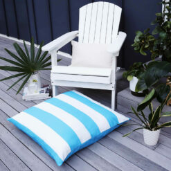 Striped waterproof outdoor floor cushion cover in blue and white colour