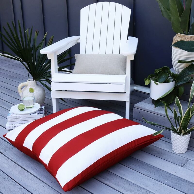 Otama Striped Waterproof Red Outdoor Floor Cushion Cover – 70cm x 70cm - SC721-70
