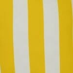 A close up view of an outdoor floor cushion that is yellow in colour and has stripes on one side and a plain colour on the other.