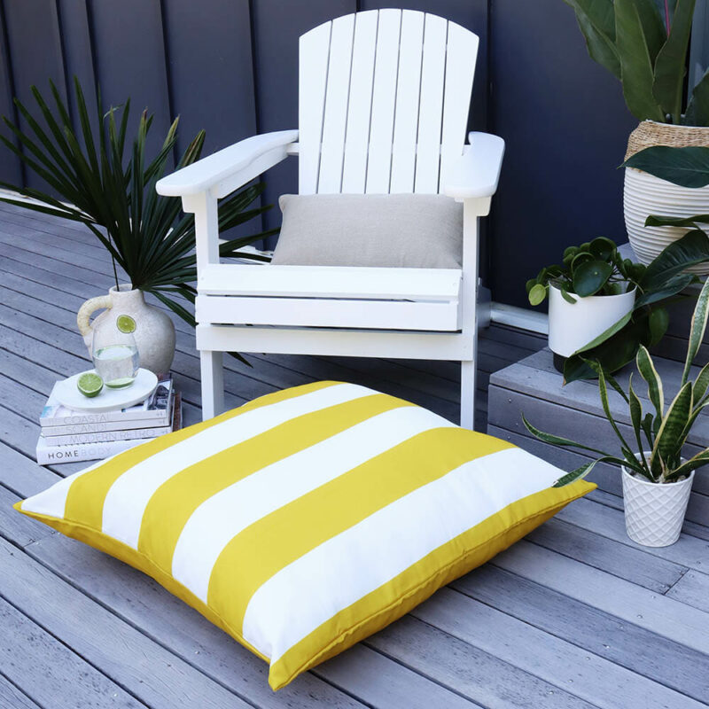 Otama Striped Waterproof Yellow Outdoor Floor Cushion Cover – 70cm x 70cm - SC729-70