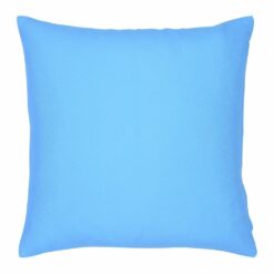 A waterproof outdoor cushion cover that is blue solid colour on both sides.