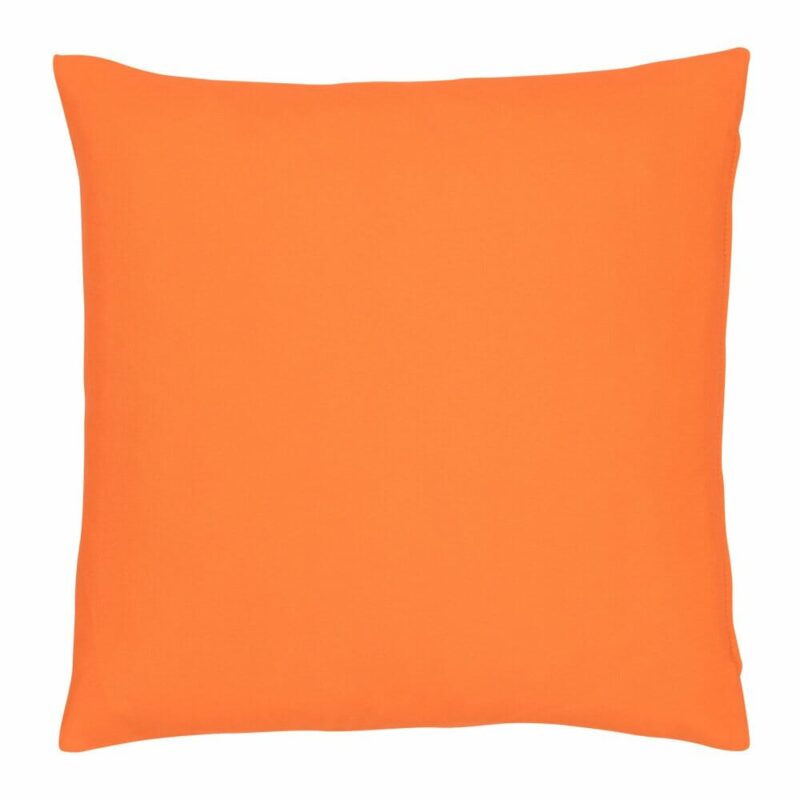 A waterproof outdoor cushion cover that is orange solid colour on both sides.