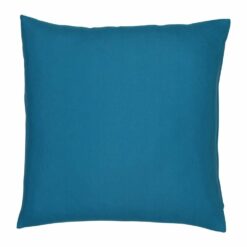A waterproof outdoor cushion cover that is teal solid colour on both sides.