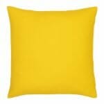 A waterproof outdoor cushion cover that is yellow solid colour on both sides.