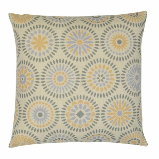 Kaleidoscope inspired cushion cover in pastel blue and yellow colours