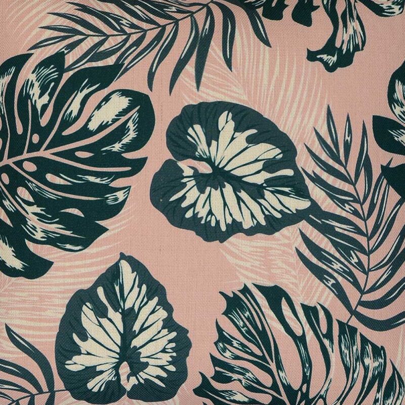 Enlarged photo pastel pink cushion with green leaves