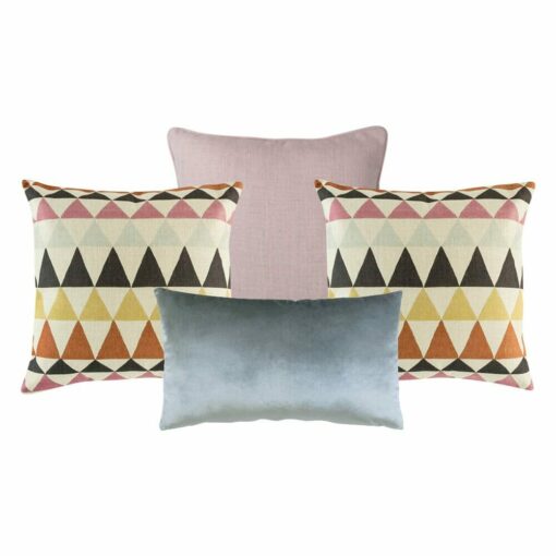 Blush and grey coloured square cushions in set of 4