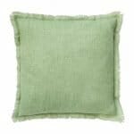 Image of sand blasted cotton cushion of pistachio green colour