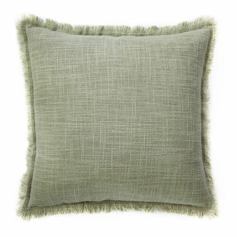 Pumice Sand 100% Cotton Cushion Cover SC598-45 Image of grey green cushion made of sand blasted cotton material
