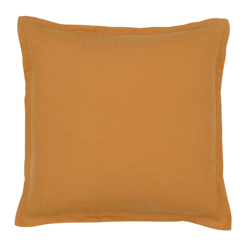 Linen cushion cover in mustard yellow colour
