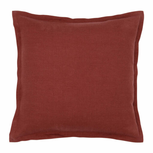 Red orange-colored linen cushion cover