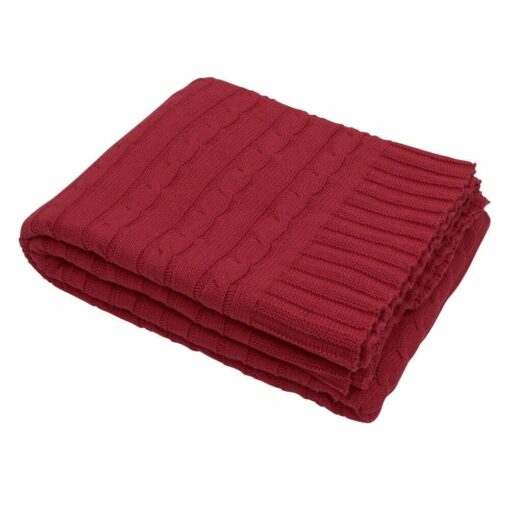 Vibrant red knitted blanket made of pure cotton