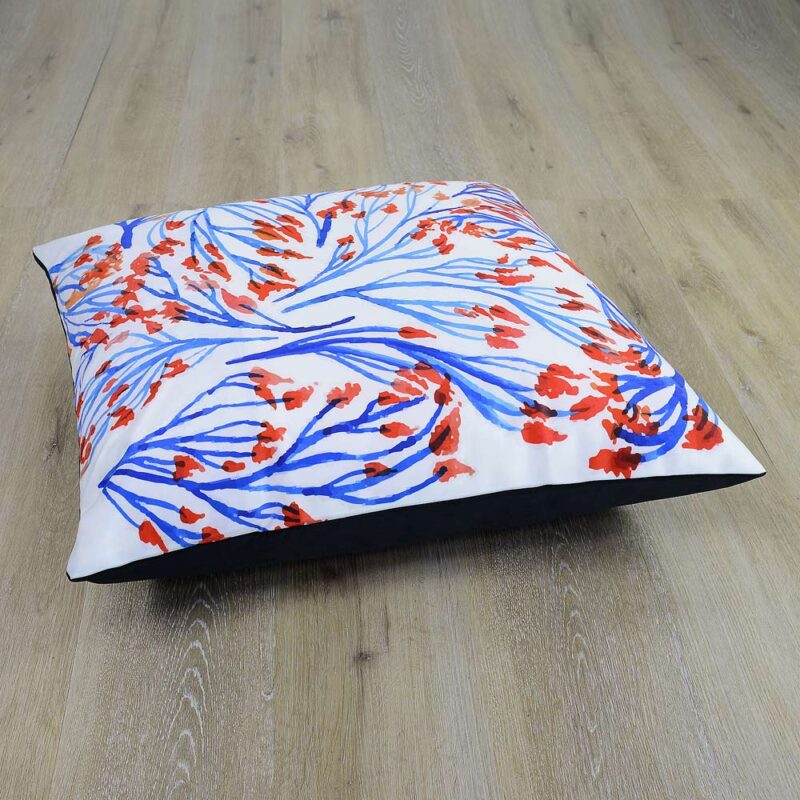 Ropa Bloom Floor Cushion Cover - 70cm x 70cm SC394-70 Large white cushion with red and blue floral design