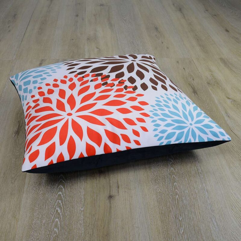 Ropa Blossom Floor Cushion Cover - 70cm x 70cm SC396-70 Image of flower inspired red, brown and teal coloured floor cushion