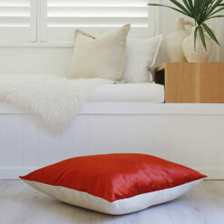 Velvet linen cushion cover in red colour
