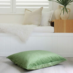 Velvet floor cushion cover in green colour