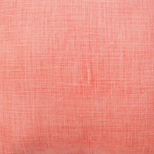 Close up image of salmon orange cushion cover made of cotton material