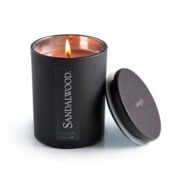 Woody sandalwood scent soy candle made in Australia with Bamboo lid