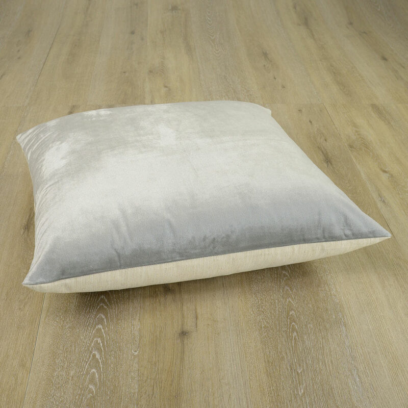 Silver Velvet Linen Floor Cushion Cover - 70cm x 70cm SC502-70 Image of silver floor cushion made of velvet and linen fabric