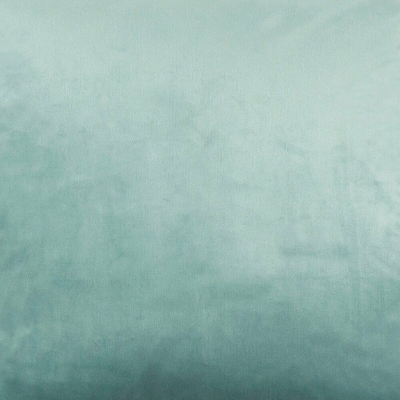 A close up of the mint coloured 45x45 cushion made from velvet material