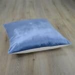Image of 70cm x 70cm velvet floor cushion in stone blue colour