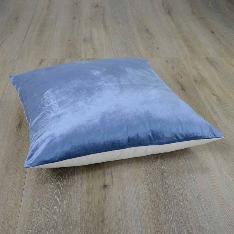 Stone Blue Velvet Linen Floor Cushion Cover - 70cm x 70cm - SC505-70 Image of 70cm x 70cm velvet floor cushion in stone blue colour