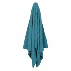Stunning throw blanket in teal colour made of 100% cotton