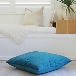 Velvet floor cushion cover in teal colour