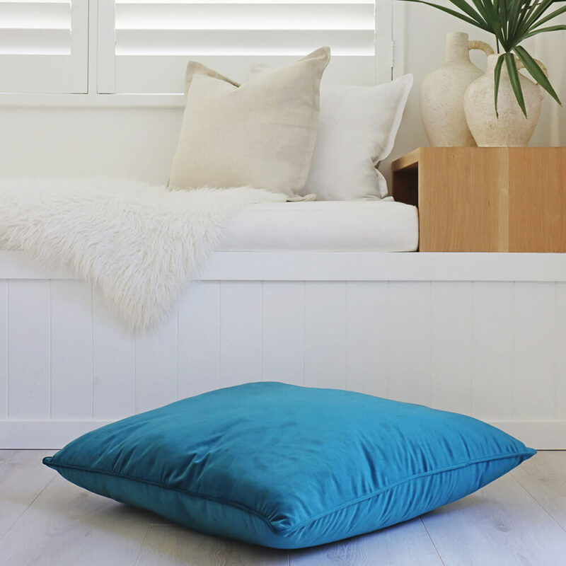 Teal Velvet Floor Cushion Cover - 70cm x 70cm - SC430-70 Velvet floor cushion cover in teal colour