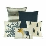 Scandi-inspired cushions in stripes, block, snowflake, pine and moose prints