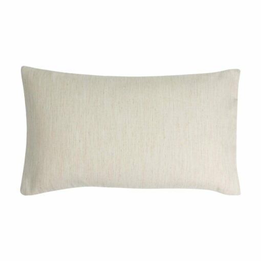 A velvet linen rectangle cushion shot from the back showing a plain cotton linen fabric