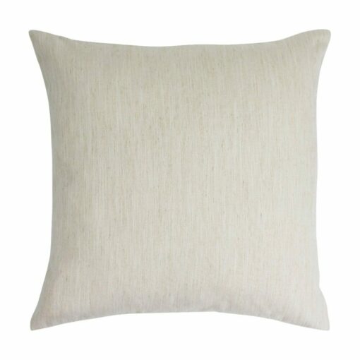 A velvet linen square cushion shot from the back showing a plain cotton linen fabric