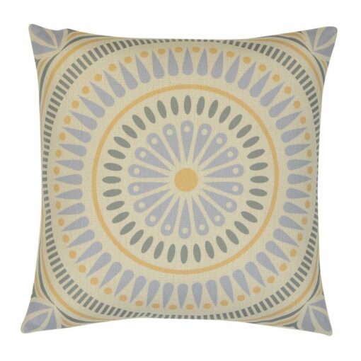 Baby blue and yellow Mandala inspired cushion cover